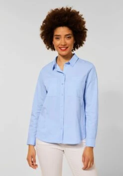 Heine Gedessineerde Jurk Jerseyjurk 25 Heine Gedessineerde Jurk Jerseyjurk -TrendyTijd Verkoop street one overhemdblouse met turn upmouwen blauw