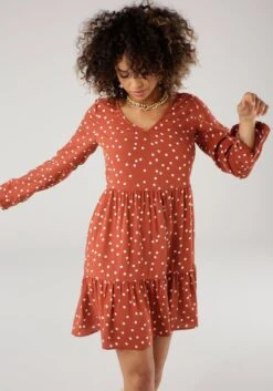 Tommy Hilfiger Curve Mini-jurk CRV MOSS CREPE ROSE DRESS LS -TrendyTijd Verkoop tamaris blousejurkje met volants nieuwe collectie rood 2