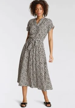 Tamaris Jurk Met Overhemdkraag In Midi Lengte (set, 2-delig, Met Een Bindceintuur)