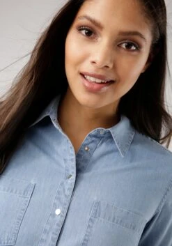 Tamaris Jurk Met Overhemdkraag Van Zachte Jeansstof -TrendyTijd Verkoop tamaris jurk met overhemdkraag van zachte jeansstof blauw 5