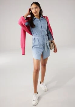 Tamaris Jurk Met Overhemdkraag Van Zachte Jeansstof -TrendyTijd Verkoop tamaris jurk met overhemdkraag van zachte jeansstof blauw 9