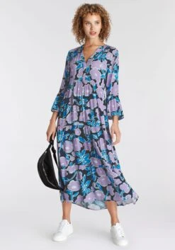 Tamaris Maxi-jurk Met Volant Mouwen -TrendyTijd Verkoop tamaris maxi jurk met volant mouwen multicolor 4