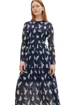 Tom Tailor Denim Meshjurk Gedessineerde Midi-jurk Van Mesh (1-delig)