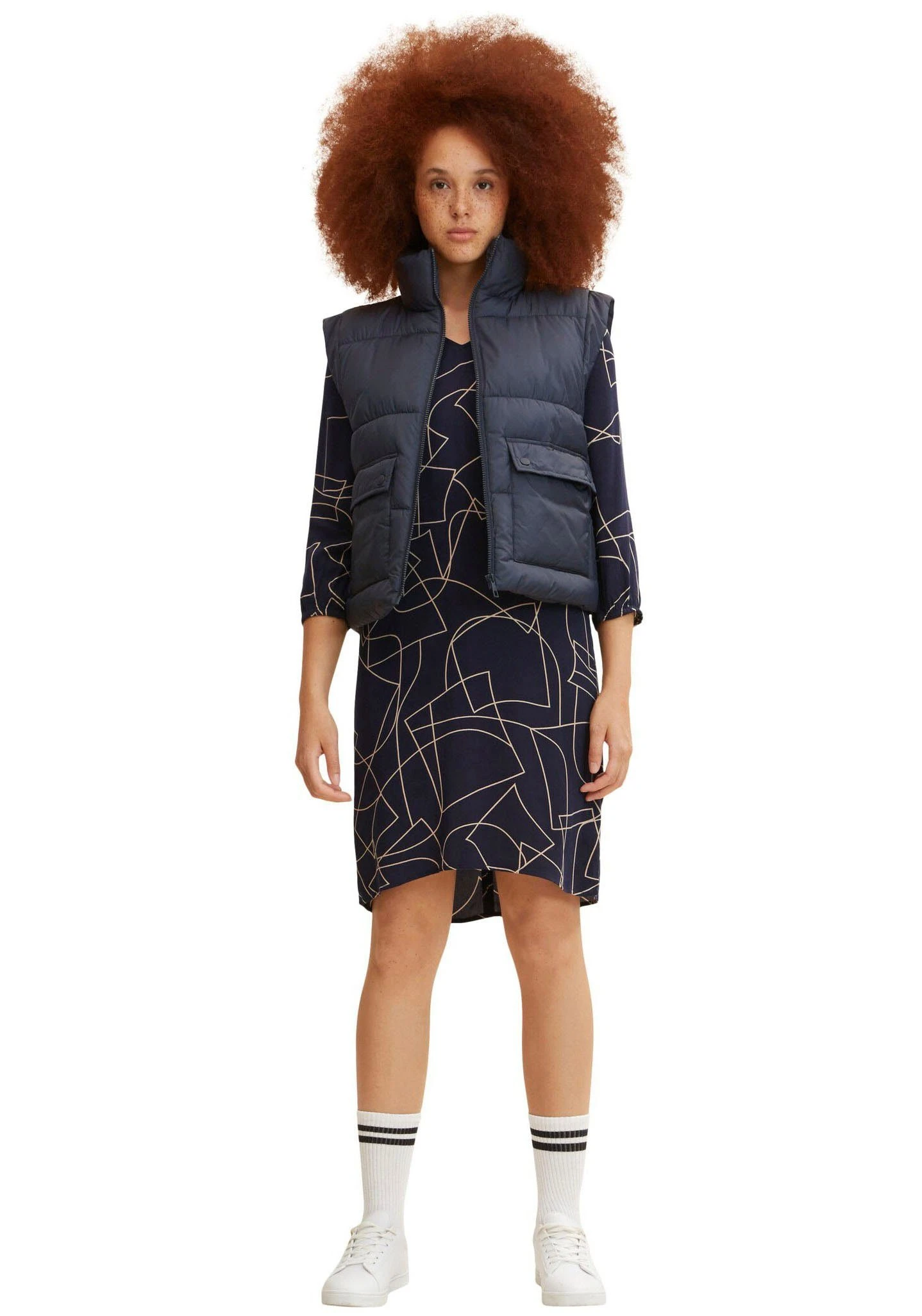 Tom Tailor Gedessineerde Jurk In Recht Model Met Smalle Bindceintuur 10 Tom Tailor Gedessineerde Jurk In Recht Model Met Smalle Bindceintuur - Afbeelding 8