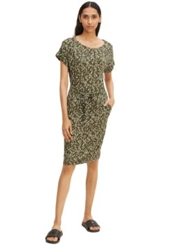 Only Gedessineerde Jurk ONLGAIA LS V-NECK DRESS CS NN -TrendyTijd Verkoop tom tailor jerseyjurk met zomerse dessins groen 1