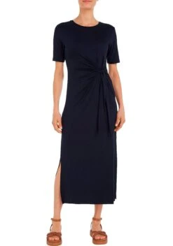 Tommy Hilfiger Curve Midi-jurk CRV VIS/EA C-NK KNOT MIDI DRS SS