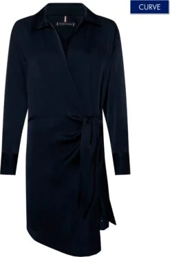 Tommy Hilfiger Curve Mini-jurk CRV CREPE KNOTTED SHIRT DRESS LS