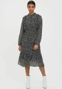 Vero Moda Jurk Met Overhemdkraag VMJLOE L/S 7/8 SHIRT DRESS WVN -TrendyTijd Verkoop vero moda chiffonjurk vmnini l s calf dress wvn zwart 1