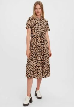 Vero Moda Midi-jurk VMANEA SS CALF DRESS WVN -TrendyTijd Verkoop vero moda midi jurk vmanea ss calf dress wvn bruin 4