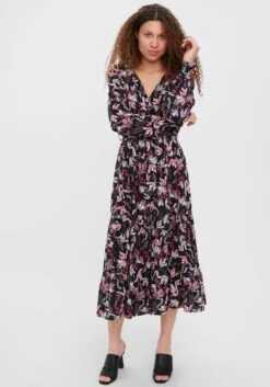 Vero Moda Midi-jurk VMLANA L/S MIDI DRESS WVN -TrendyTijd Verkoop vero moda midi jurk vmlana l s midi dress wvn zwart 3