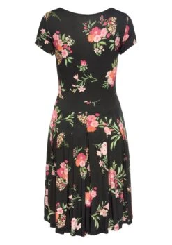 Vivance Gedessineerde Jurk Met Bloemmotief -TrendyTijd Verkoop vivance gedessineerde jurk met bloemmotief zwart 2
