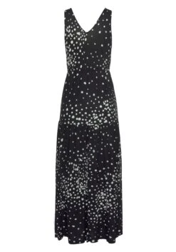 Vivance Maxi-jurk Met Stippenprint -TrendyTijd Verkoop vivance maxi jurk met stippenprint zwart 3