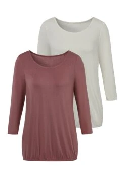 Vivance Mini-jurk Met Gedessineerde Top -TrendyTijd Verkoop vivance shirt met 3 4 mouwen set van 2 roze